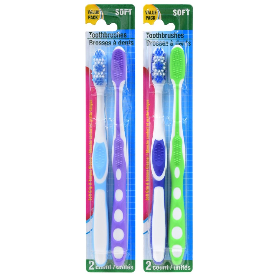 Bulk Assured Adult SoftBristled Toothbrushes, 2ct. Packs Dollar Tree