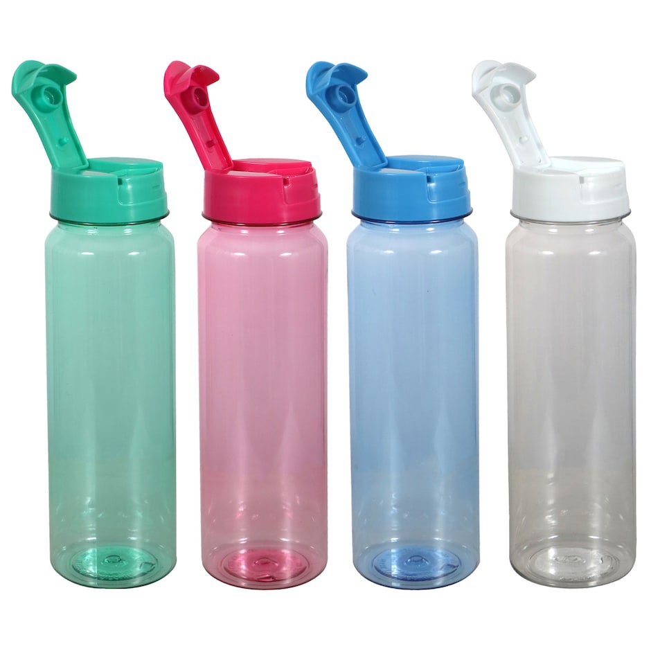 Botella de Agua Plastica Translucida 30oz Tapa Volteo Pa Mantenerte Hidratado 2