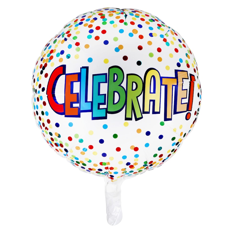 Celebrate! Rainbow Confetti Foil Balloons, 18-in.