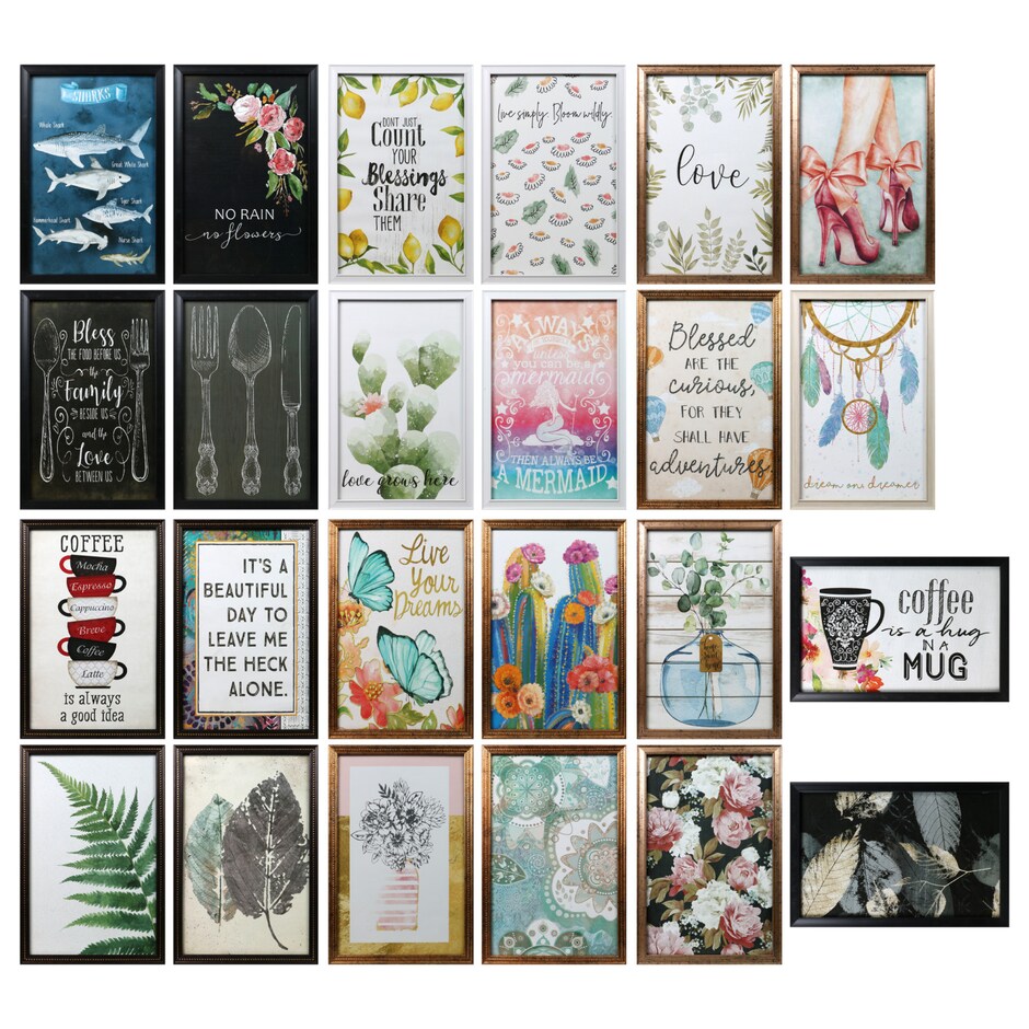 Bulk Special Moments Printed Kitchen Art in Plastic Frames, 7x11 in