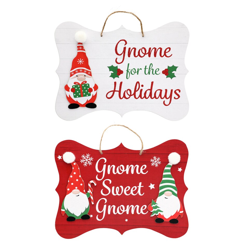 Bulk Christmas House "Gnome for the Holidays" Hanging Wall Signs, 8x11