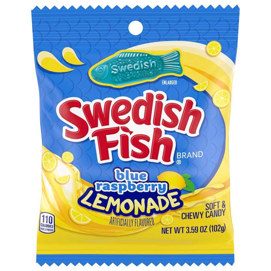Swedish Fish Blue Raspberry Lemonade Soft & Chewy Candy, 3.59-oz ...