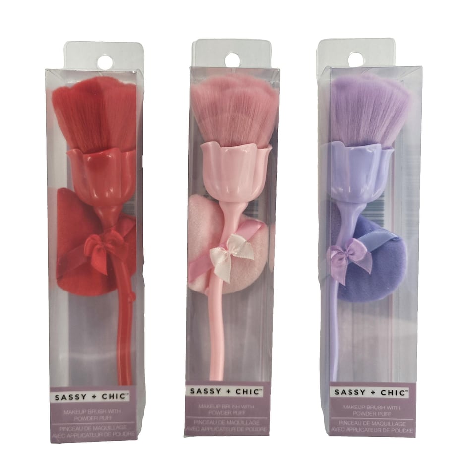 Brocha de Maquillaje Floral Sassy + Chic con Borla, Varios Colores 2