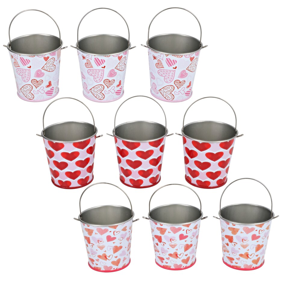 Valentine's Day Mini Tin Pails, 3ct. Dollar Tree