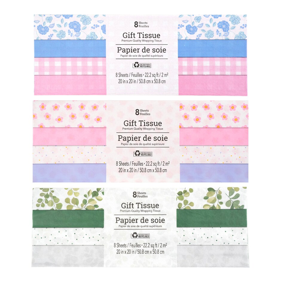 Papel de Seda de Colores y Estampados Pa Regalos 8 Hojas Paquete 3