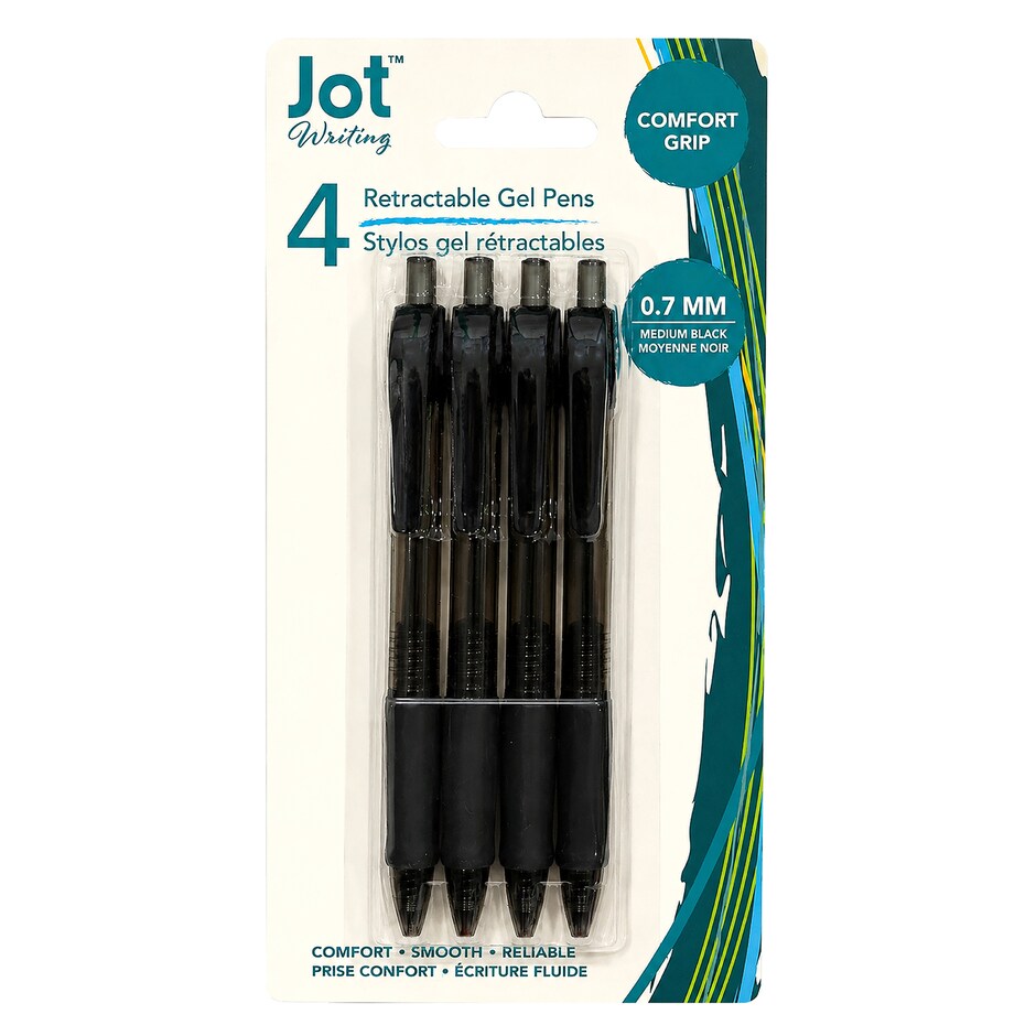 Plumas Gel Retractil Jot Comfort Grip 0.7mm, Paq 4 2
