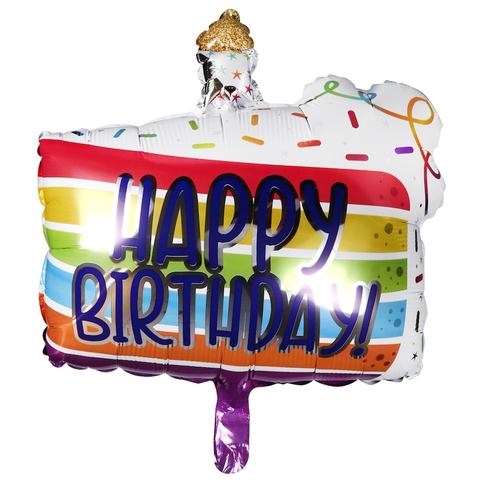 Happy Birthday Slice of Cake Foil Balloons, 15x16.5-in.