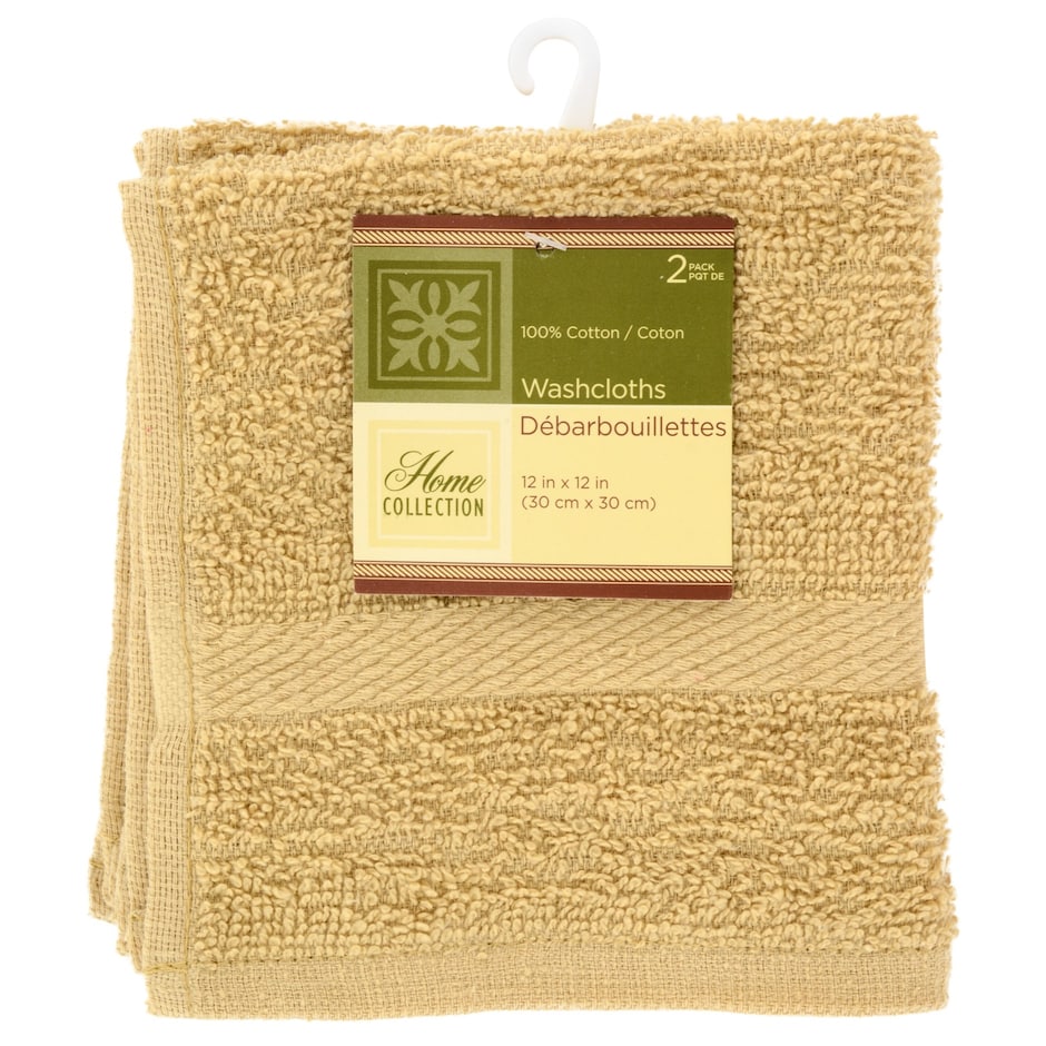 Bulk Home Collection Tan Cotton Washcloths, 2ct. Packs Dollar Tree