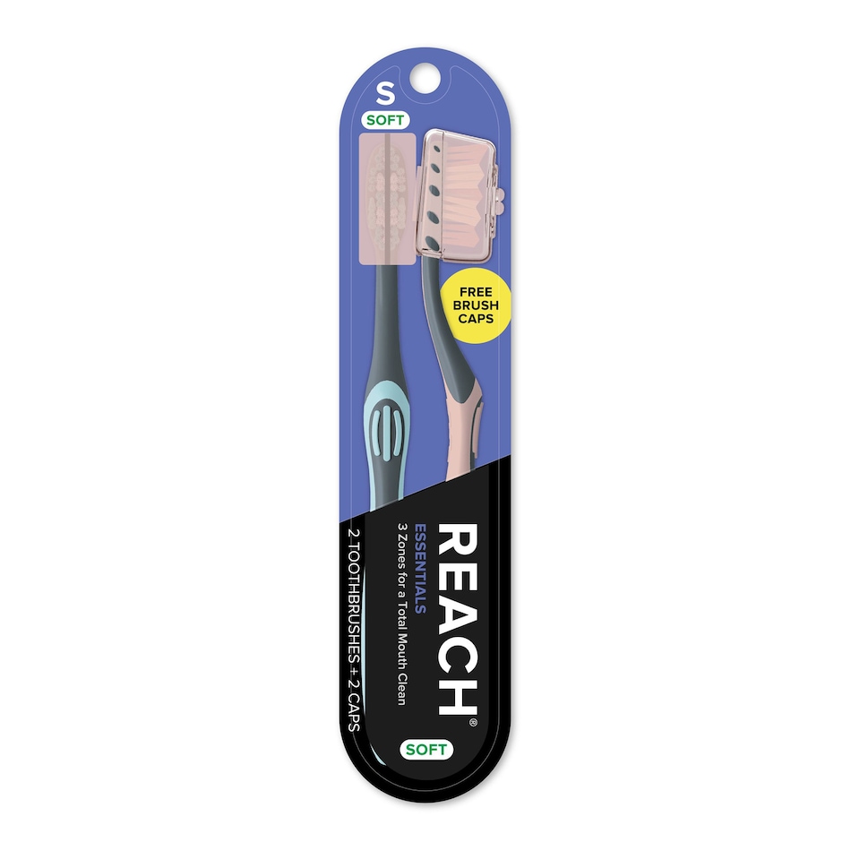 Cepillo de Dientes Reach Essentials Pequeno con Tapa, Pack de 2 2