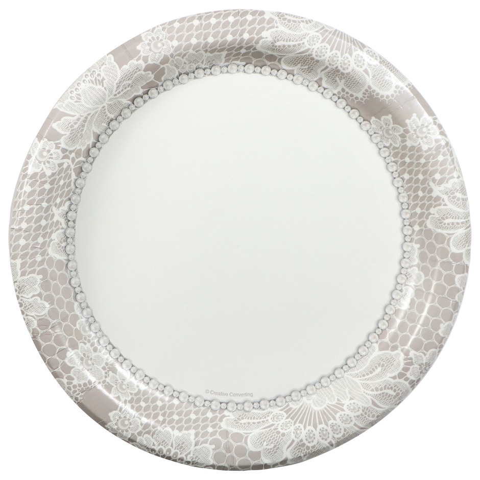 Bulk Wedding Themed Paper Party Plates, 18ct. Packs Dollar Tree