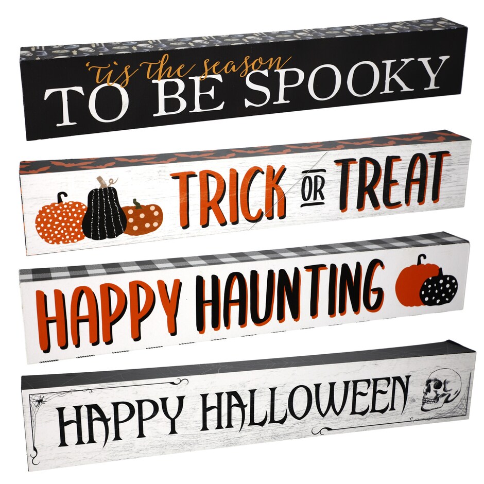 Halloween Decorative Signs, 12x2x1.25 in.