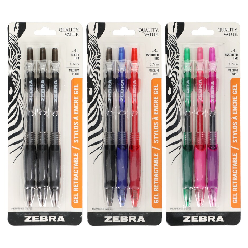 Plumas Zebra Retractiles Tinta Gel 0.7mm, Colores Surtidos, Pack de 3 4