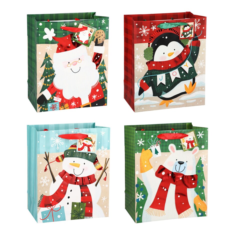 Bulk Christmas House Large Whimsical Gift Bags, 12x10x5-in. | Dollar Tree