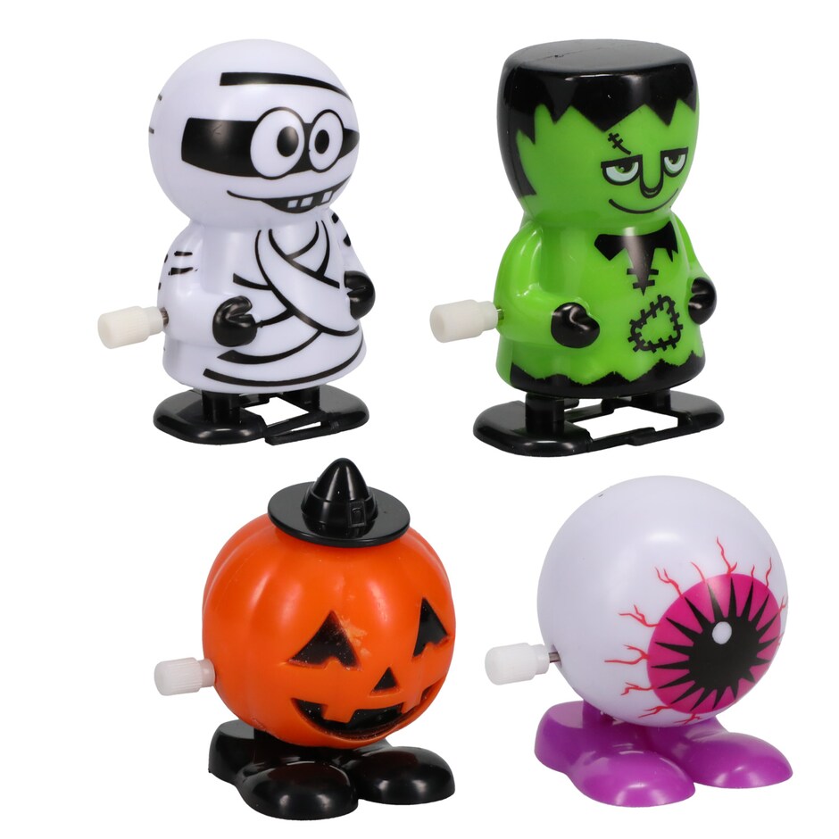 Bulk Plastic HalloweenThemed Wind Up Hopping Toys, 3.875x5.5x1.5 in