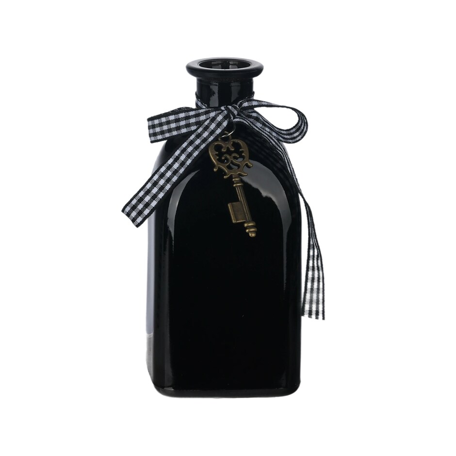 Botellas Cuadradas Decorativas con Cinta y Dijes Metalicos 2