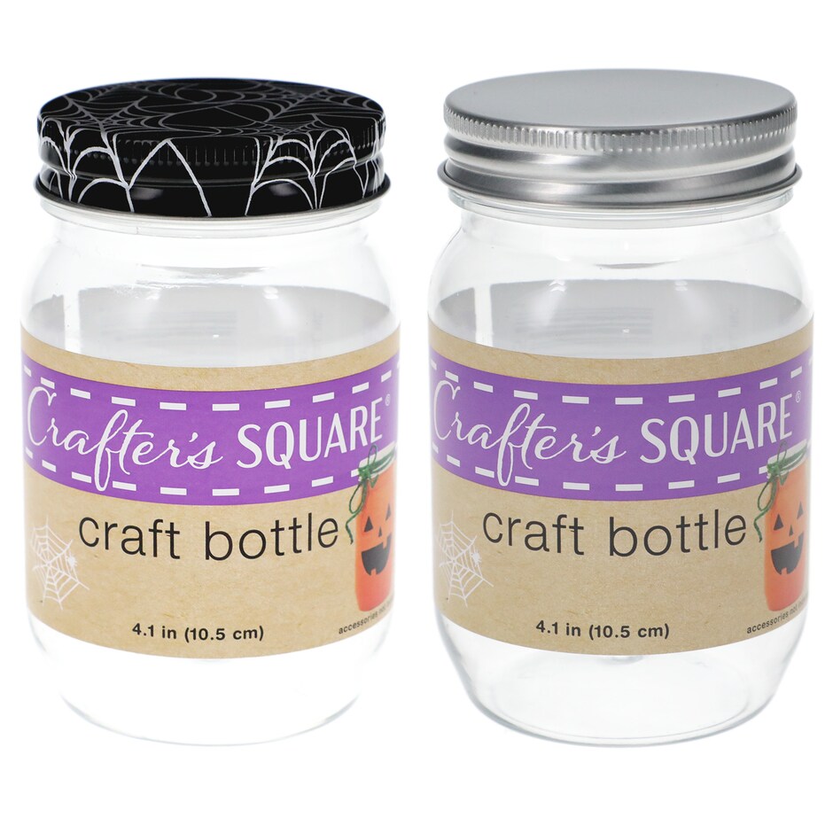 Bulk Crafter's Square Clear Halloween Craft Bottles with Lids, 4.125x2