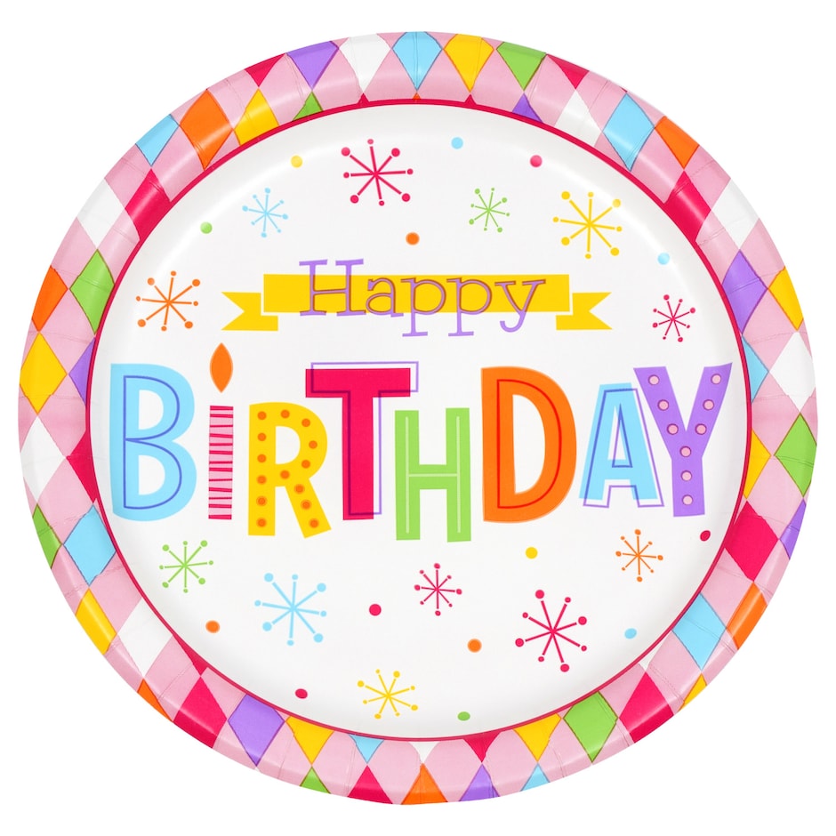 Happy Birthday Diamond Party 9-in. Paper Plates, 18-ct. Packs