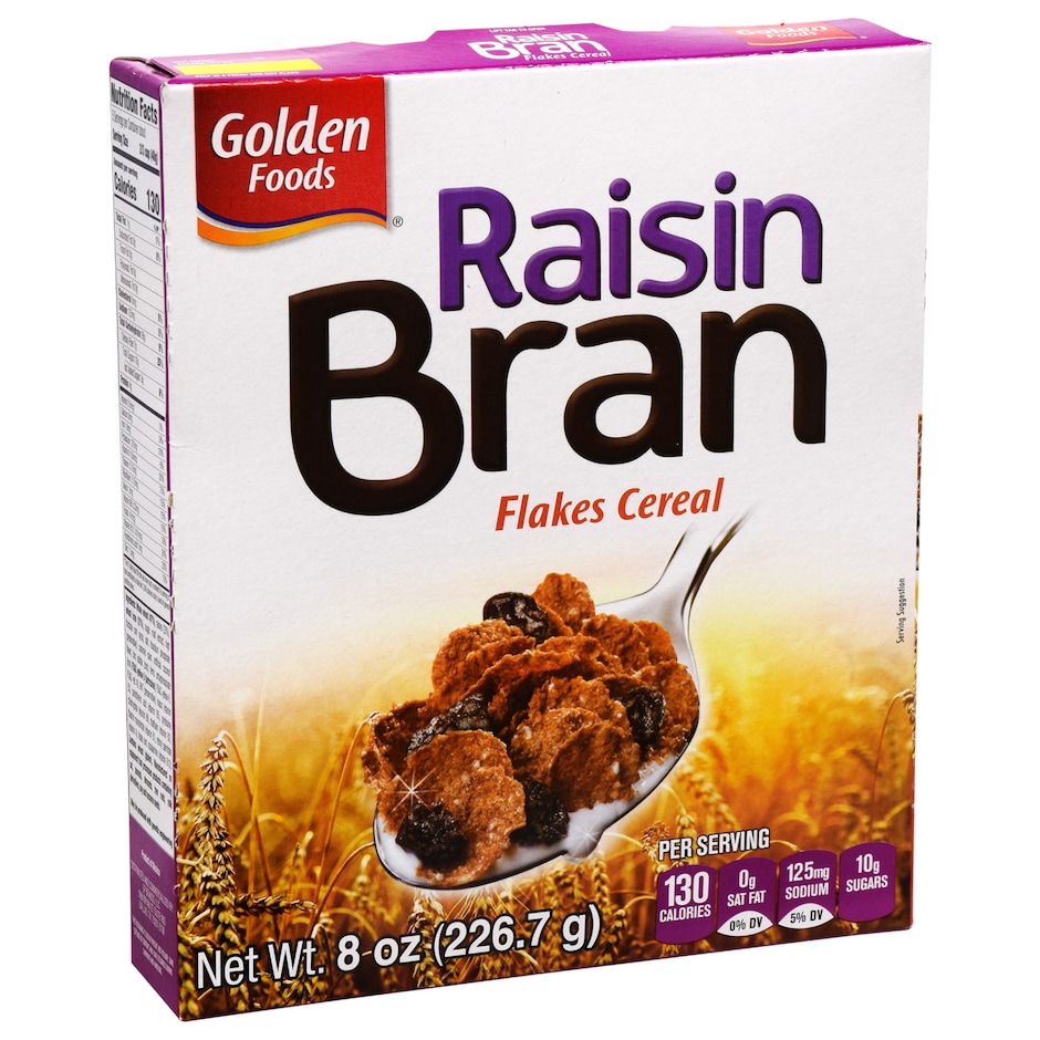 Bulk Golden Foods Raisin Bran Flaky Cereal, 8 oz. Boxes Dollar Tree