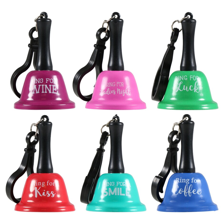 Bulk Mini Ringing Bell Keychains with Sentiments, 2.375x1.5 in