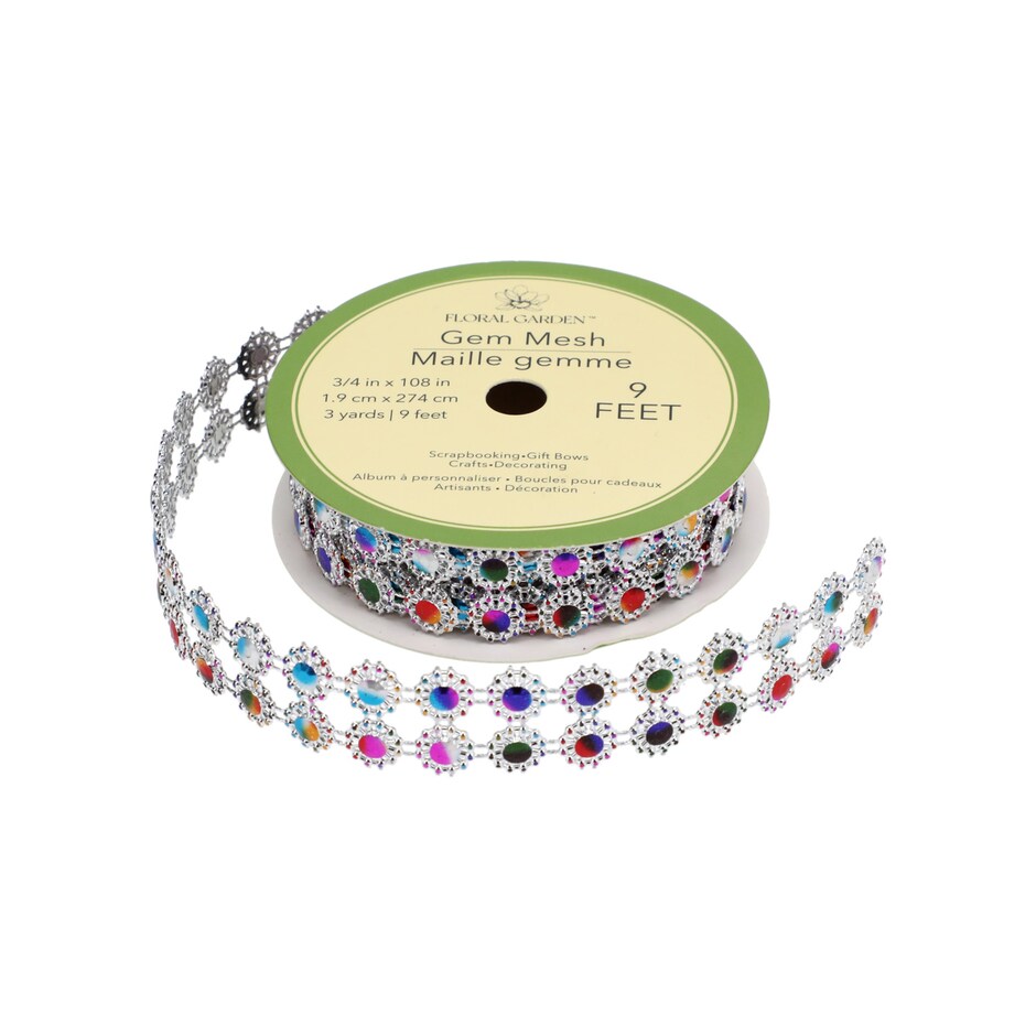 Bulk Floral Garden Colorful Diamond Mesh Ribbon, 2 yd. Rolls Dollar Tree