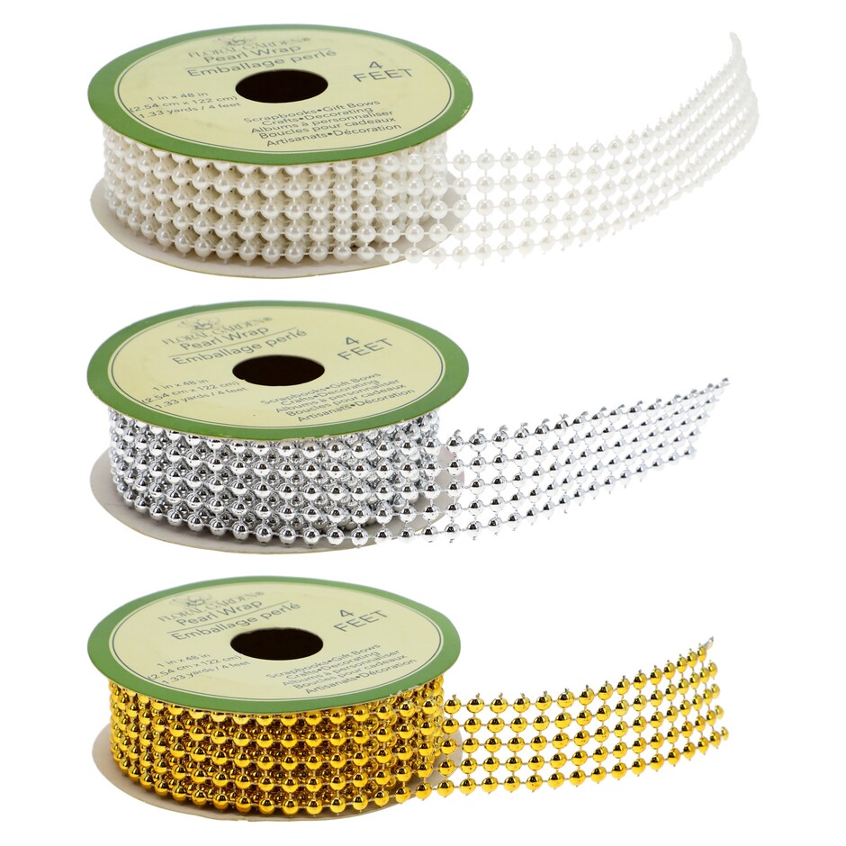 Bulk Floral Garden Pearl Wrap Ribbon, 4 ft. Rolls Dollar Tree