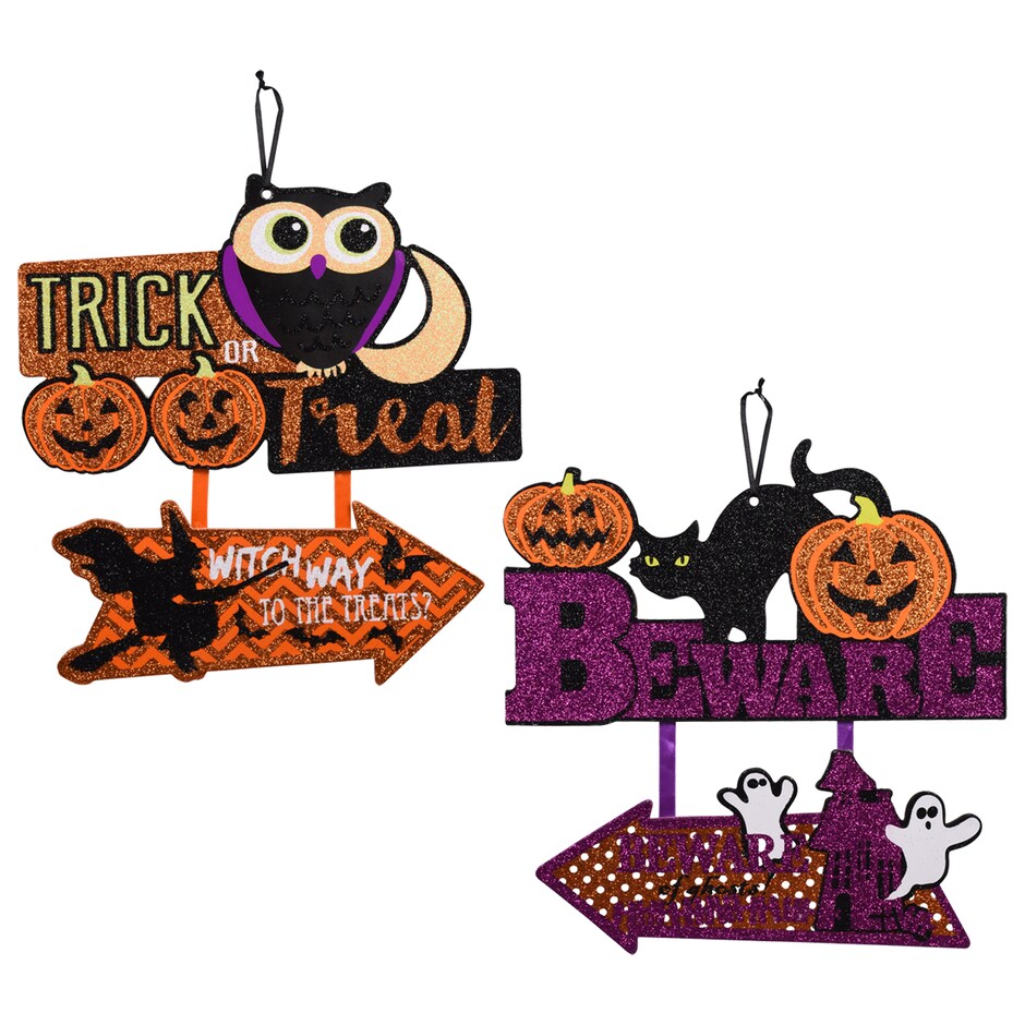 MDF Directional Halloween Wall Signs, 11.5x11.75 in.