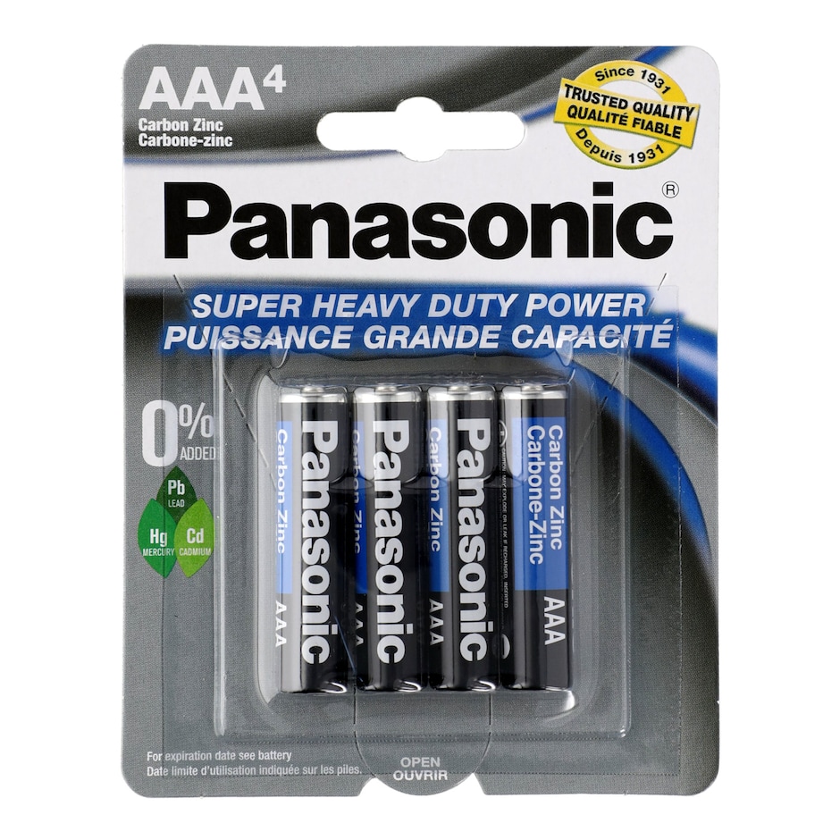Panasonic(R) Super Heavy Duty AAA Batteries, 4-ct. Packs