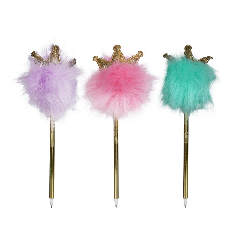 Bulk Pom Pom Pens with Tiaras, 9.5x2.5 in. Dollar Tree