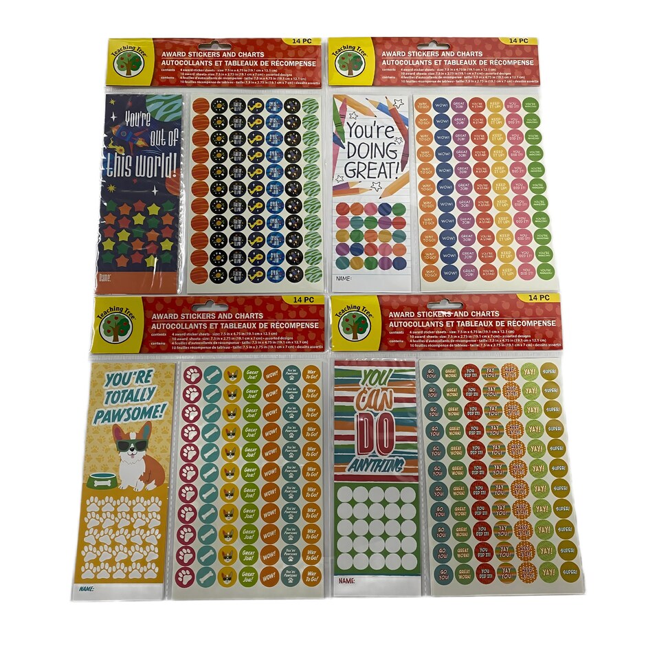 Stickers de Premio pa Ninos con Tabla, Disenos Variados, 14 Unidades 4