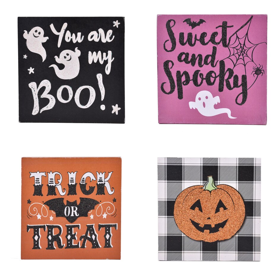 Square Halloween Sentiment Tabletop Signs, 5.875x5.875 in.