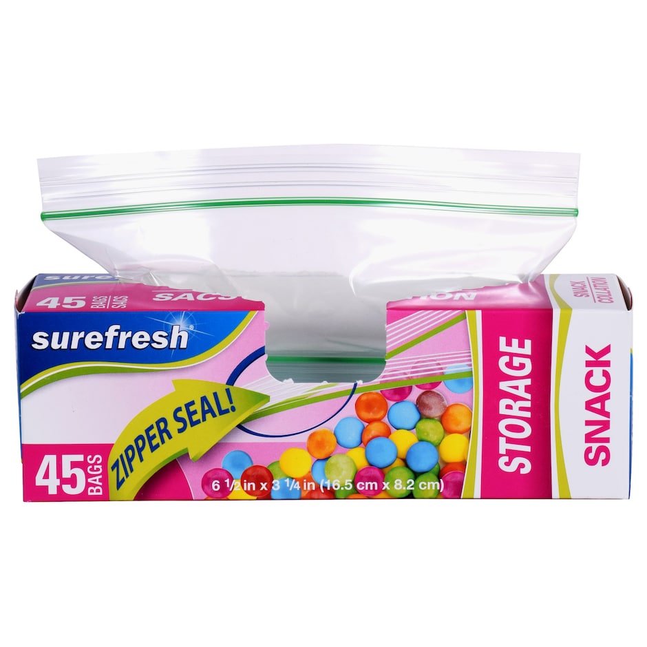 Bulk Sure Fresh Wide Seal Zipper Snack Bags, 45ct. Boxes Dollar Tree
