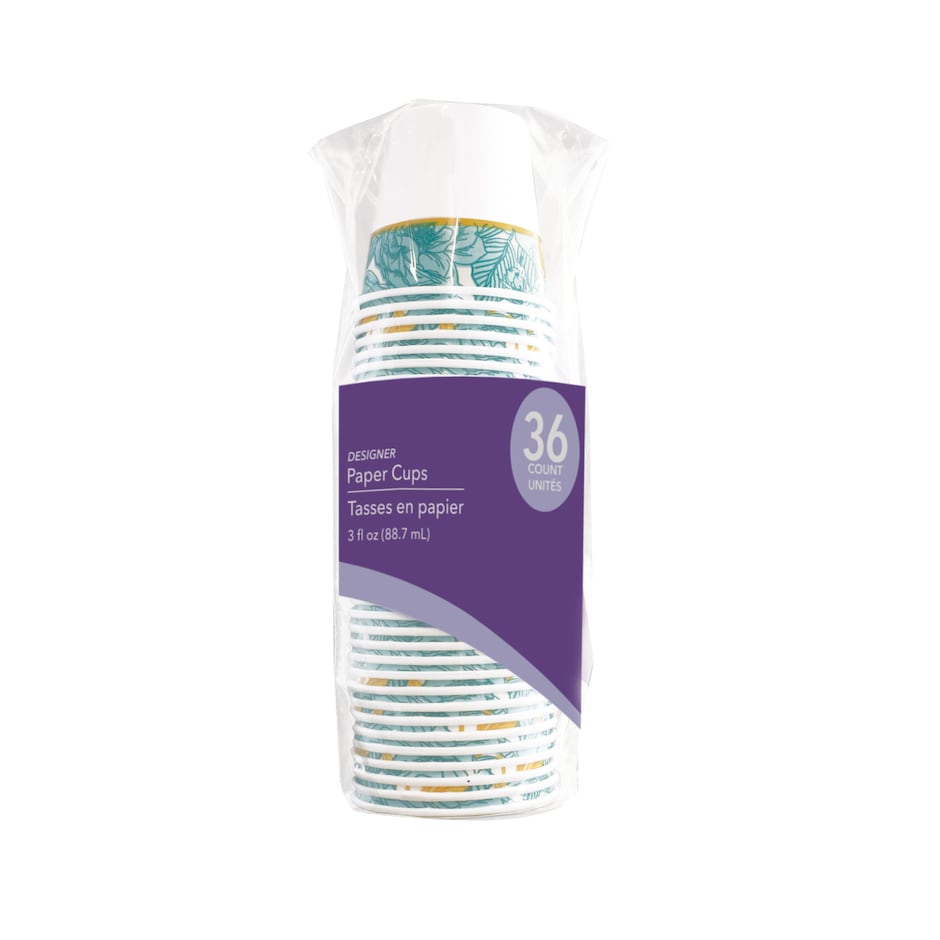 Small Designer Paper Cups, 36ct. Packs Dollar Tree