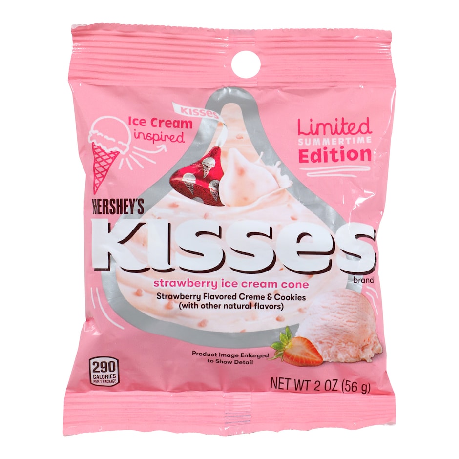 Bulk Hershey's Kisses Strawberry Ice Cream Cone, 2oz. Bags Dollar Tree