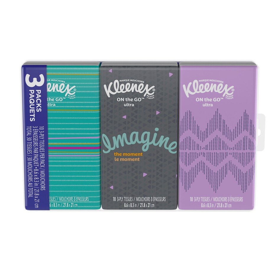 Bulk Kleenex Go Packs of 3Ply Pocket Tissues, 3ct. Packs Dollar Tree
