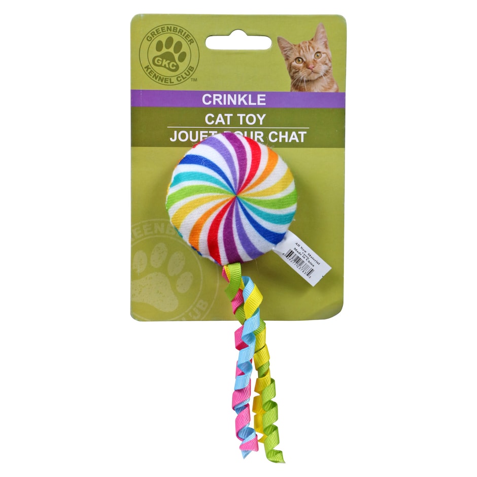 Greenbrier Kennel Club Crinkle Plush Candy Cat Toys, 5.5x2 in. Dollar Tree