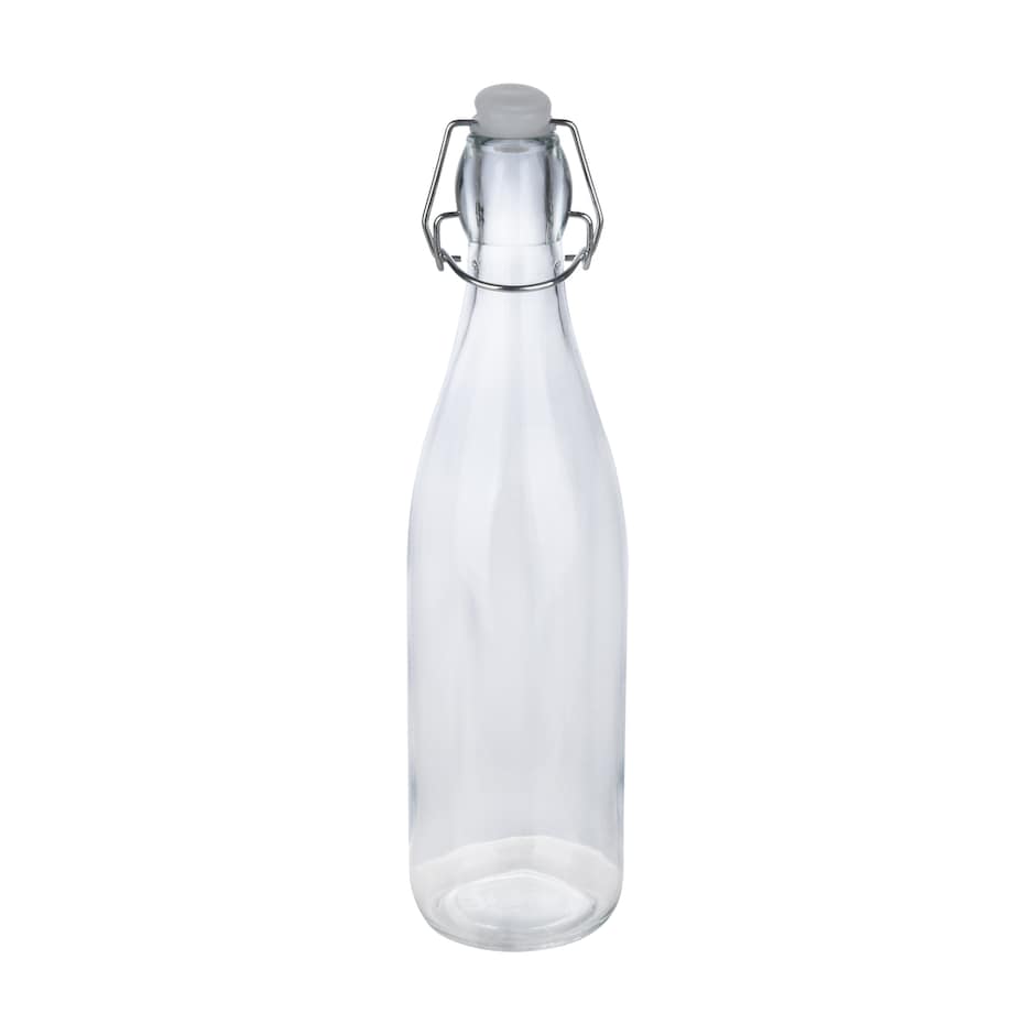Clear Glass Bottles with Flip-Top Metal Clasps