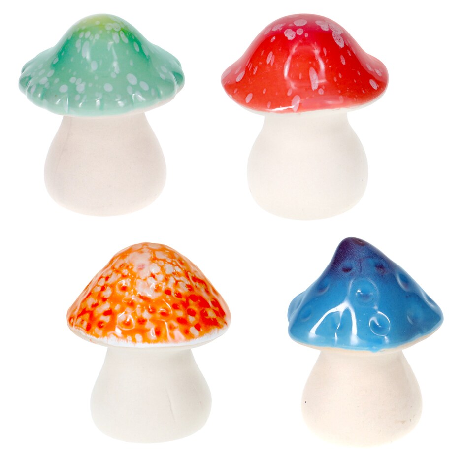 Bulk Glazed Ceramic Mushroom Decorations, 4.125x3.75 in. Dollar Tree