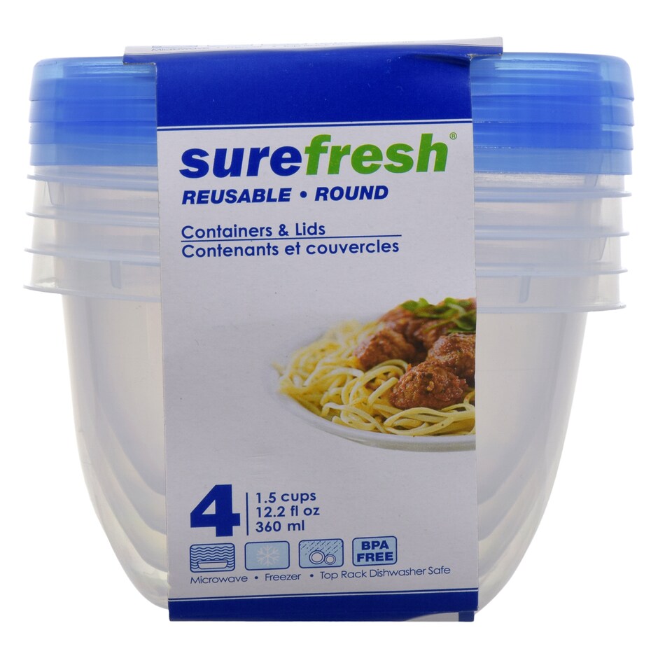 Sure Fresh Round Plastic Storage Containers with Lids, 4-ct.