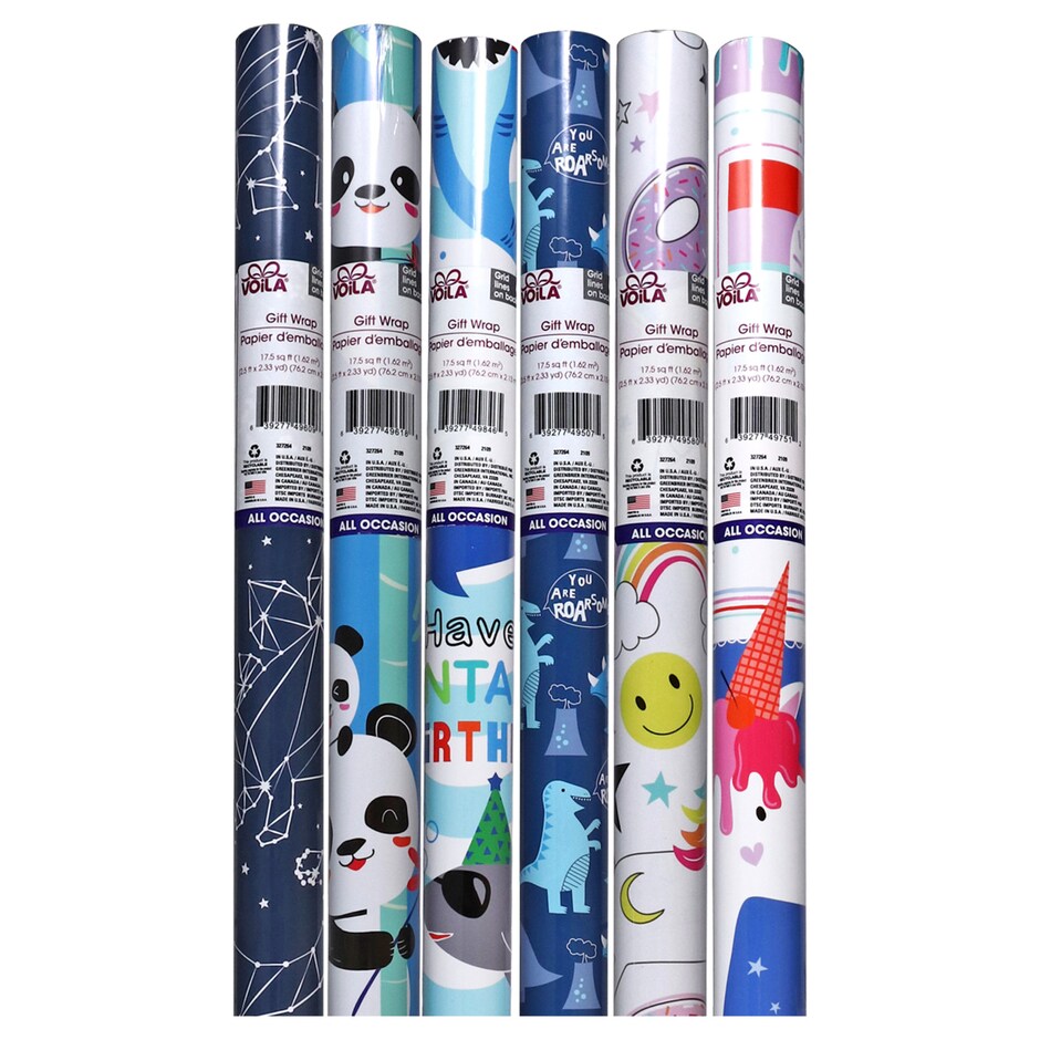 Bulk Voila Kids AllOccasion Wrapping Paper, 17.5 sq.ft. Rolls Dollar