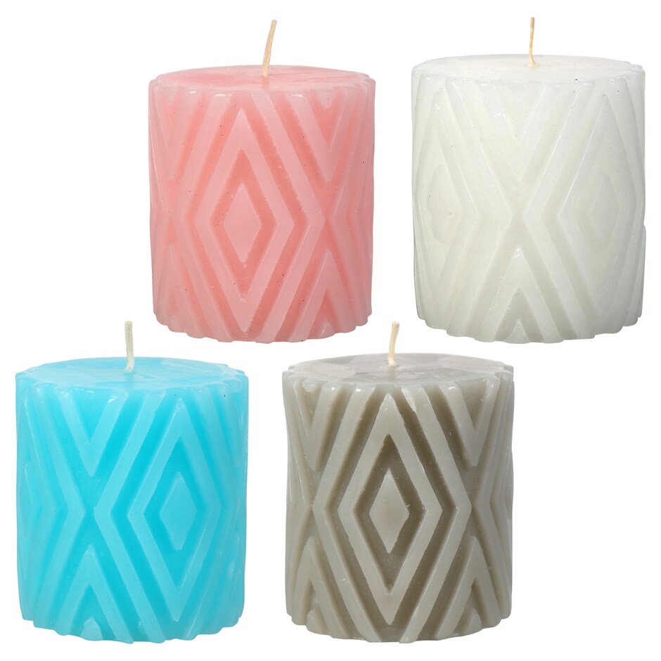 Luminessence Geometric Deboss Pillar Candles, 2.75x2.5 in. Dollar Tree