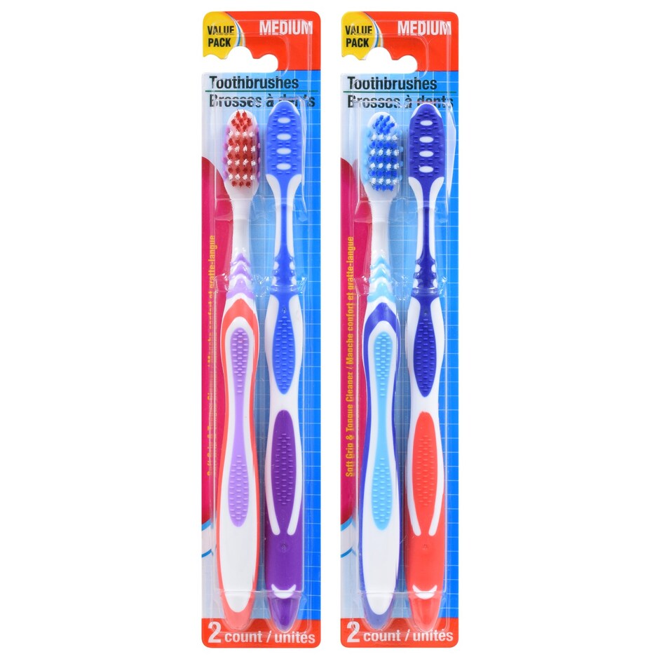 Bulk Assured Colorful MediumBristled Toothbrushes, 2ct. Packs