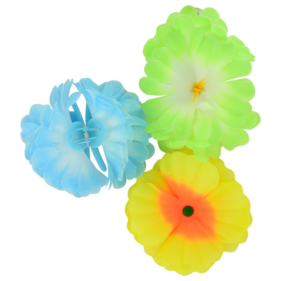 Ganchos de Pelo Flores Tropicales de Tela - Paquete de 3 para tu Fiesta 6