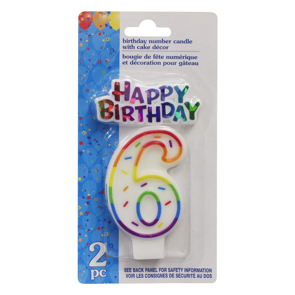 Velas de Cumpleanos Numero 6 con Letrero, Set de 2 para tu Fiesta 2