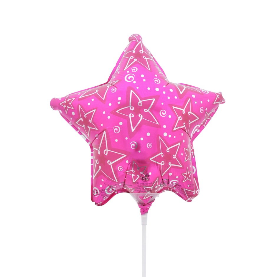 Vejigas de Estrellitas Rosadas con Palito 9 Pulgadas Ya Infladas 2