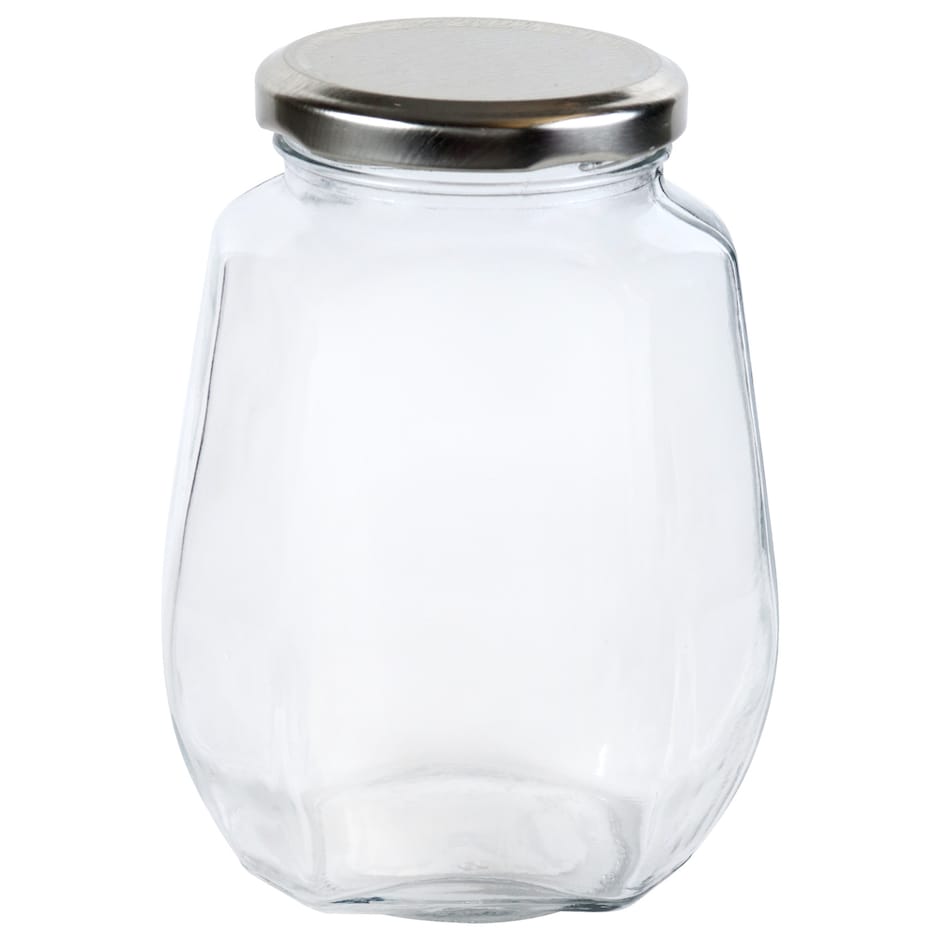 Bulk Hexagonal Shaped Glass Jars with Metal Lids, 20 oz. Dollar Tree
