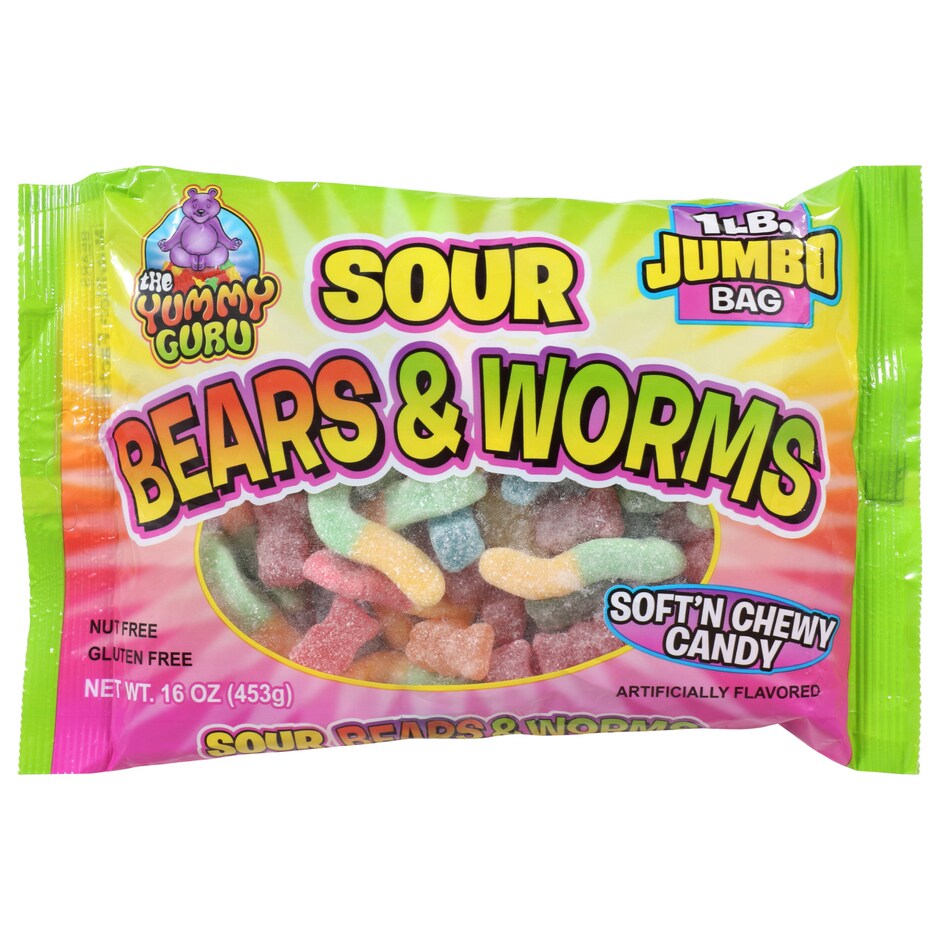 Bulk The Yummy Guru Sour Bears and Worms, 1lb. Jumbo Bags Dollar Tree