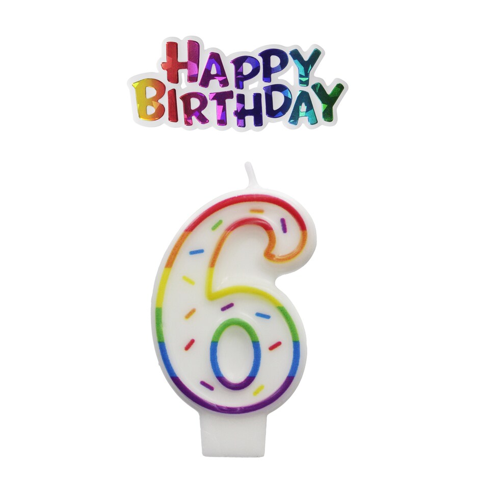Velas de Cumpleanos Numero 6 con Letrero, Set de 2 para tu Fiesta 3