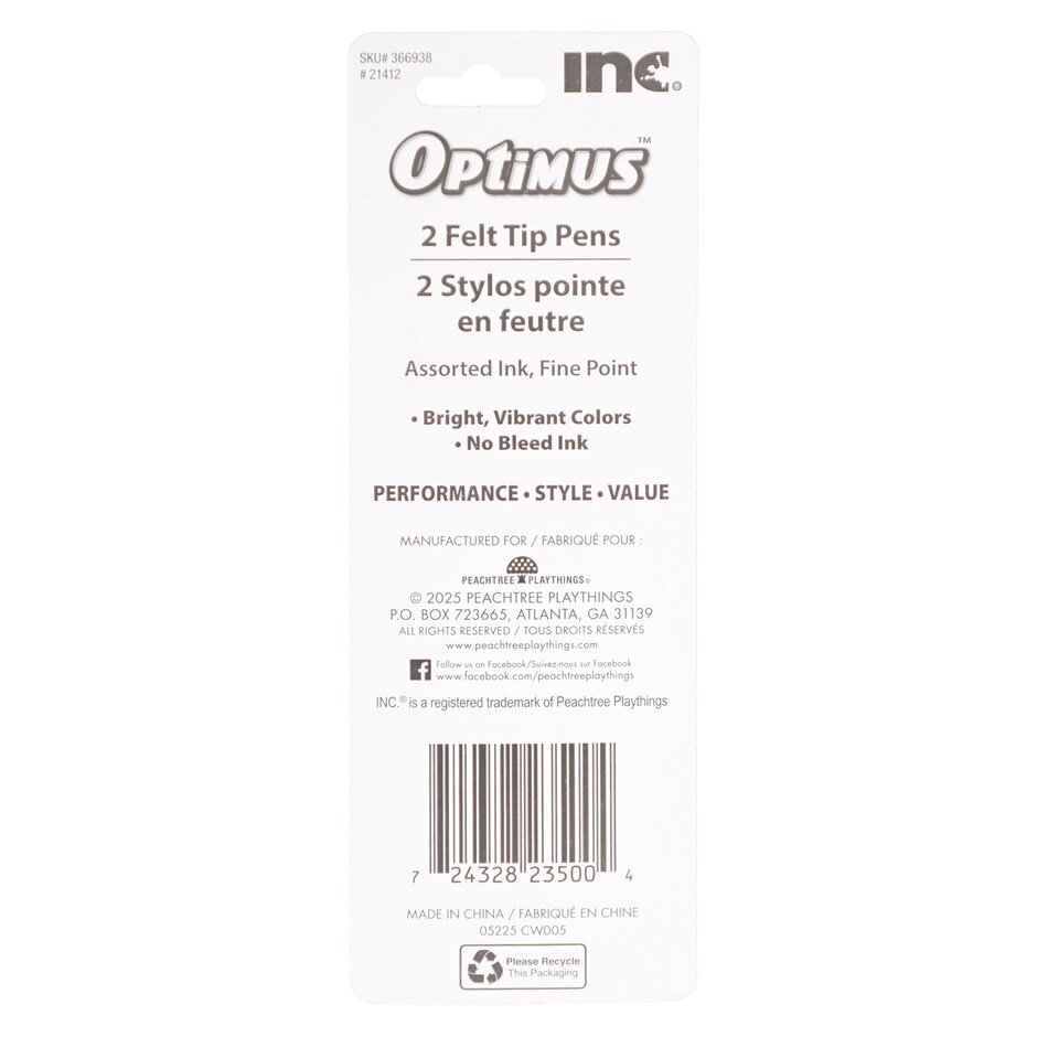 Plumas Inc Optimus Punta Fina - Paquete Doble de Colores Vibrantes 4