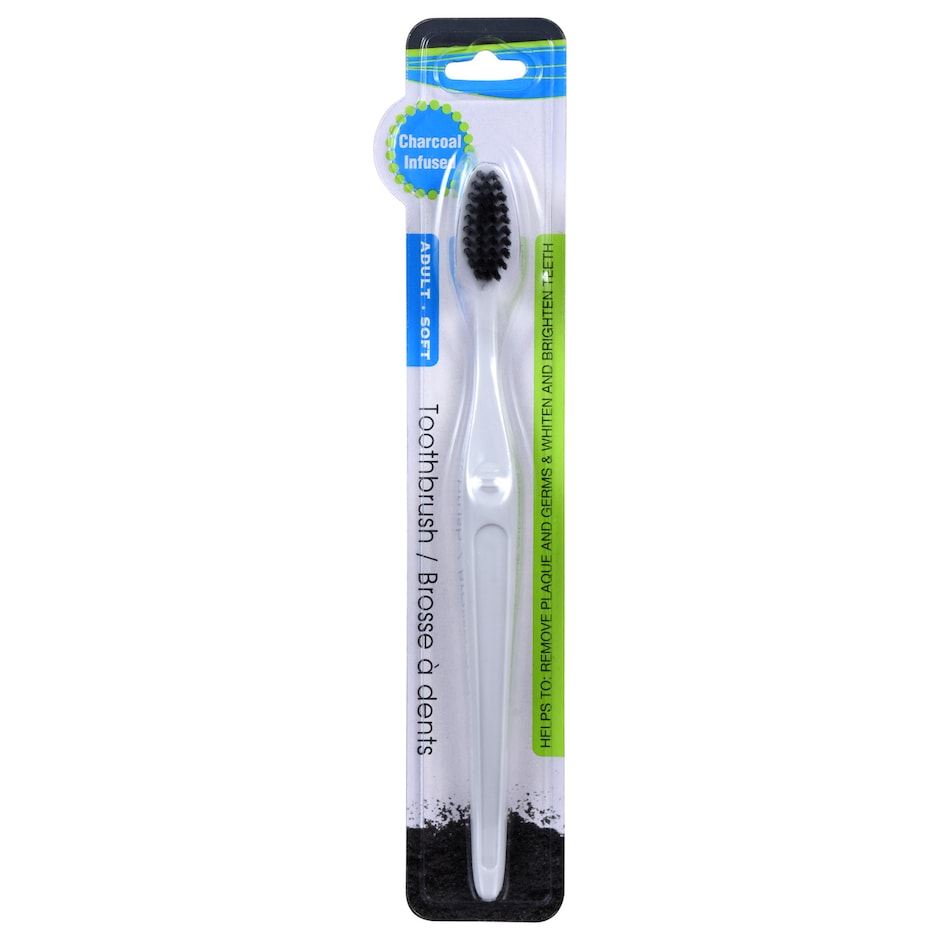 Bulk Charcoal Infused Toothbrushes, 7.25x0.5 in. Dollar Tree