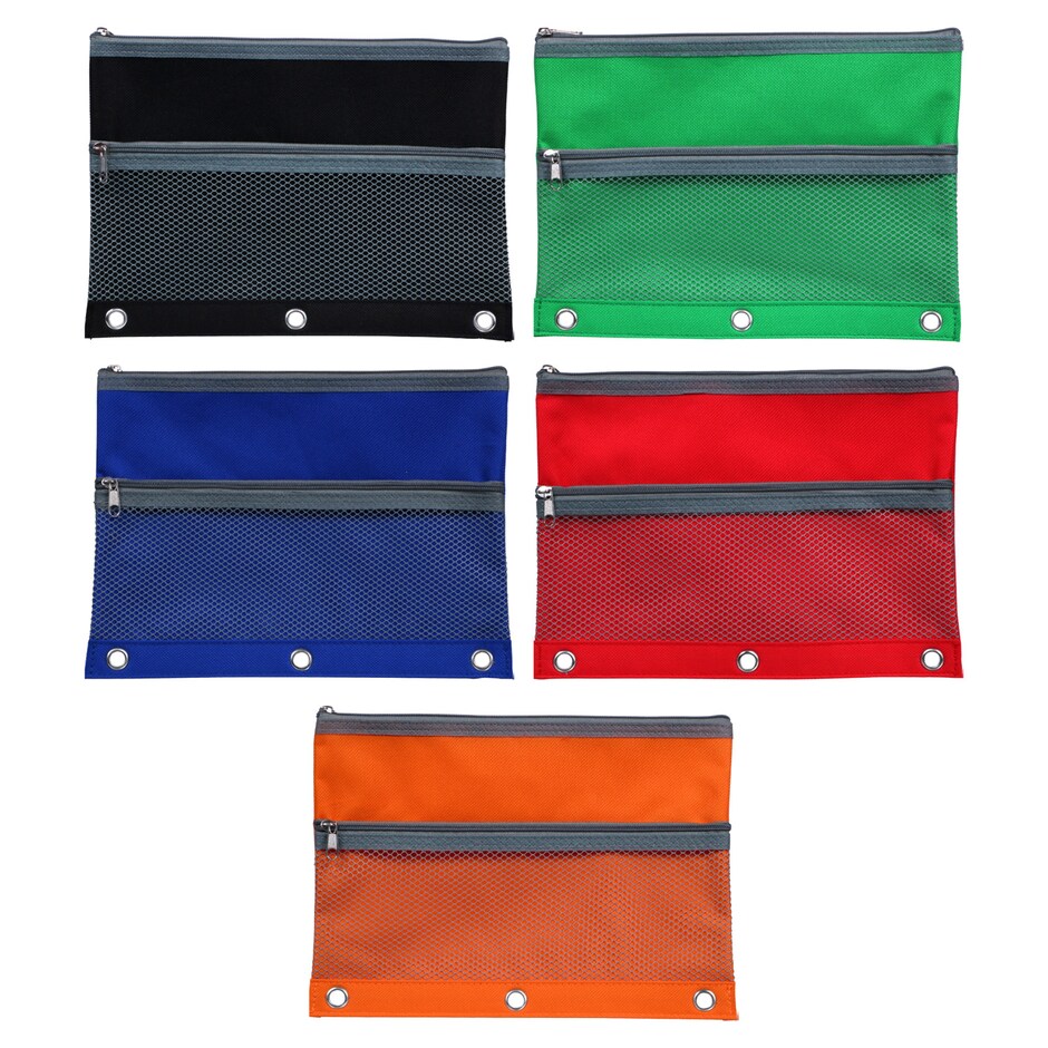 Bulk Jot Colored Zipper Binder Pouches, 9.5x6.75 in. Dollar Tree